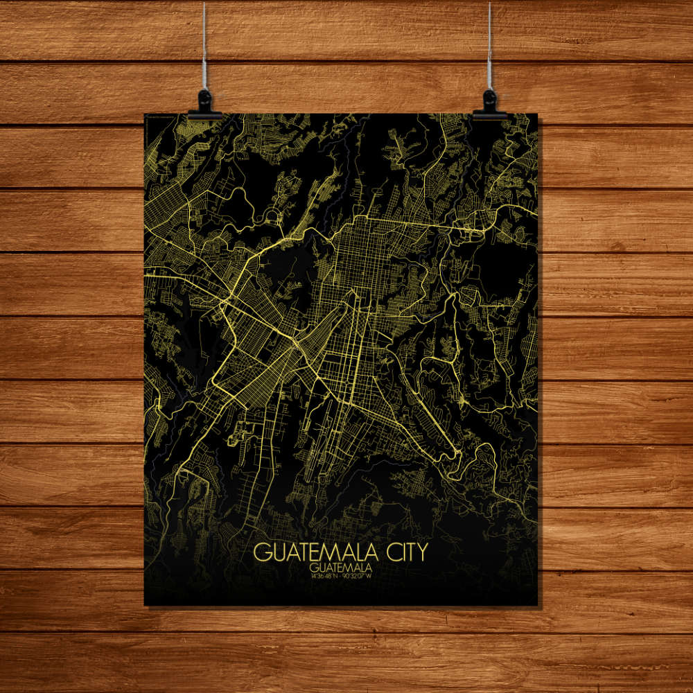 Mapospheres Guatemala Night Design full page design poster city map