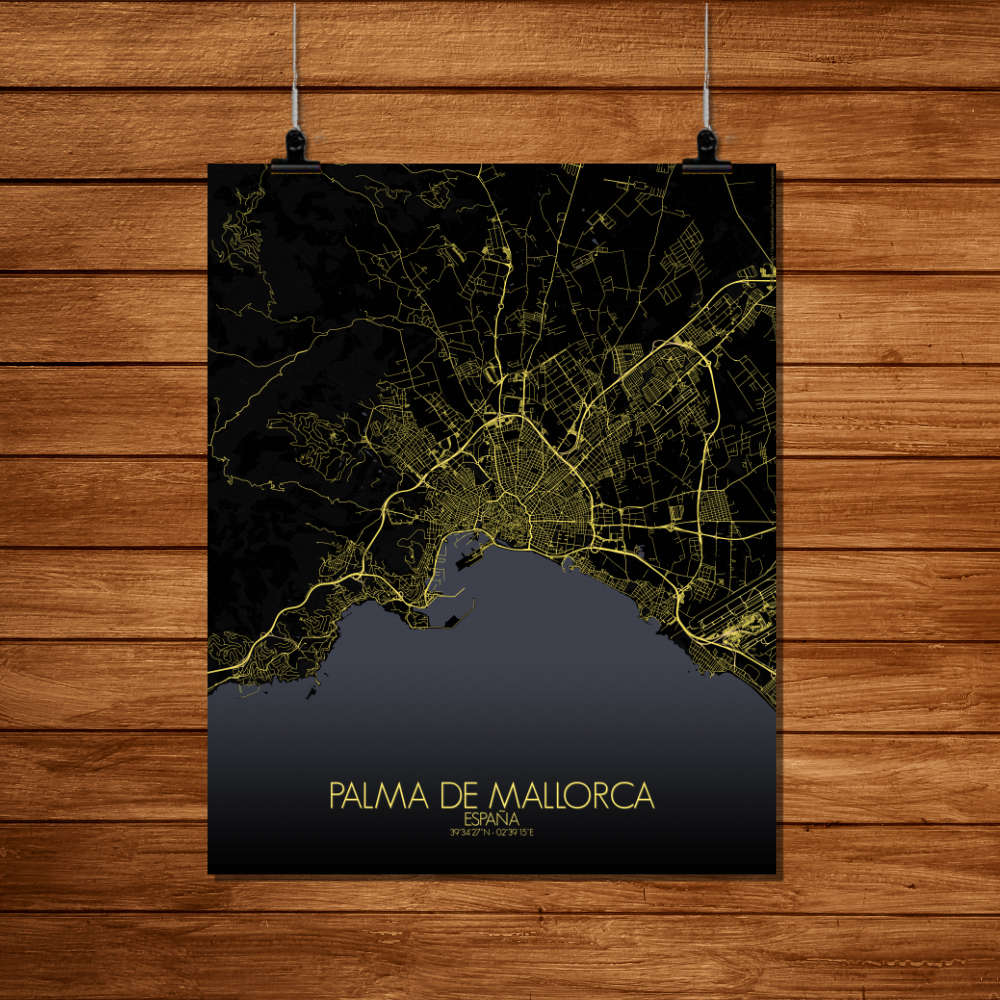 Mapospheres Palma Night Design full page design poster affiche city map
