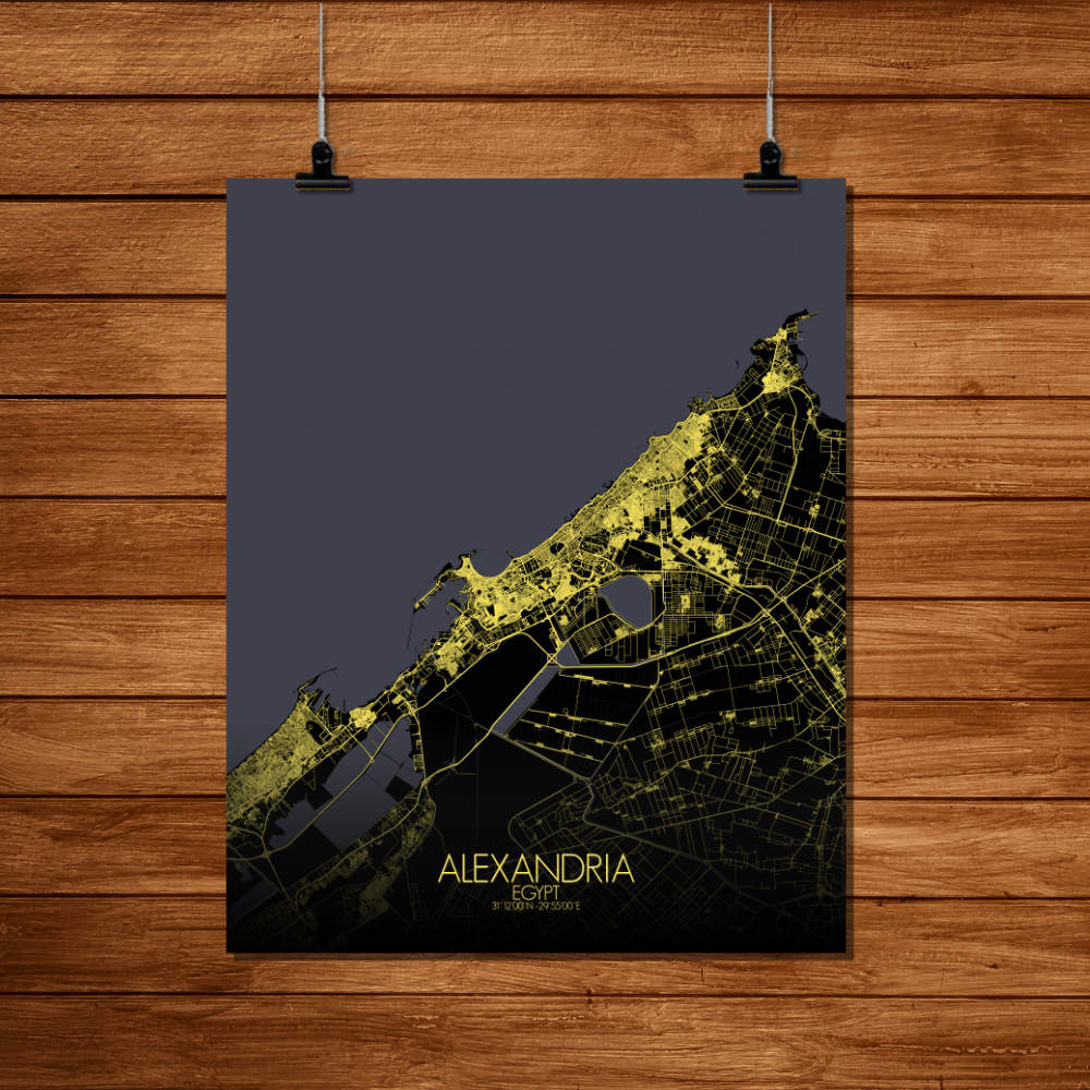 Mapospheres Alexandria Night Design full page design poster city map