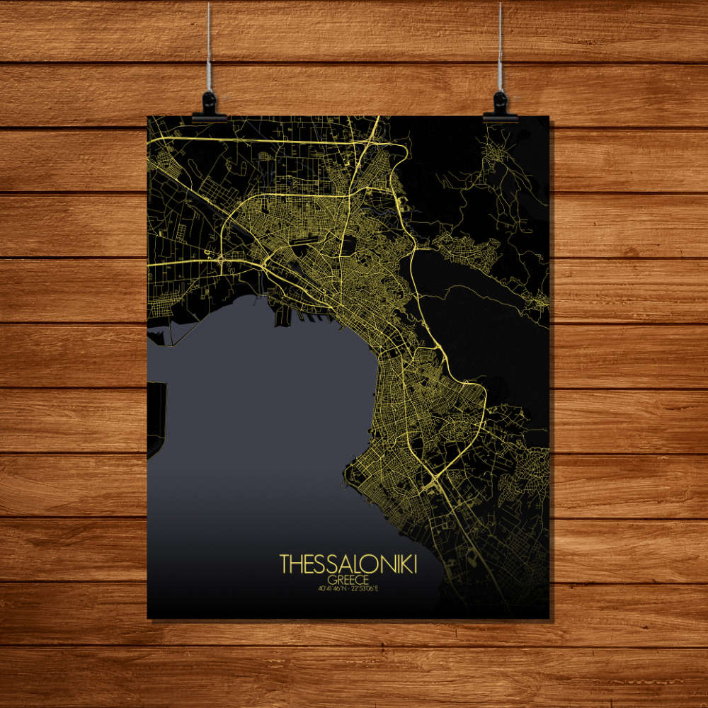 Mapospheres Thessaloniki Night Design full page design poster city map