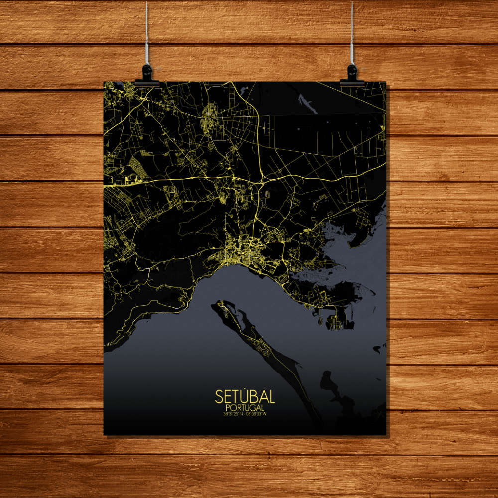 Mapospheres Setubal Night Design full page design poster city map
