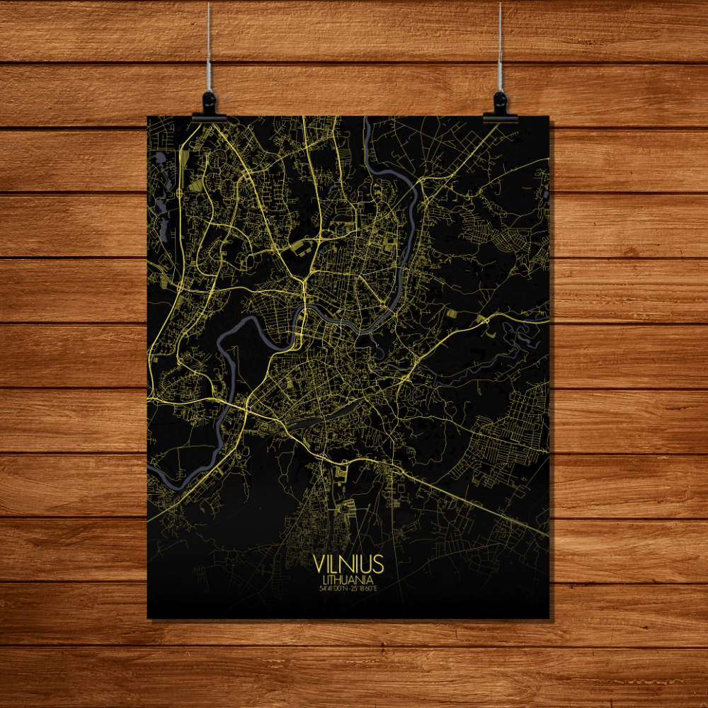 Mapospheres Vilnius Night Design full page design poster city map