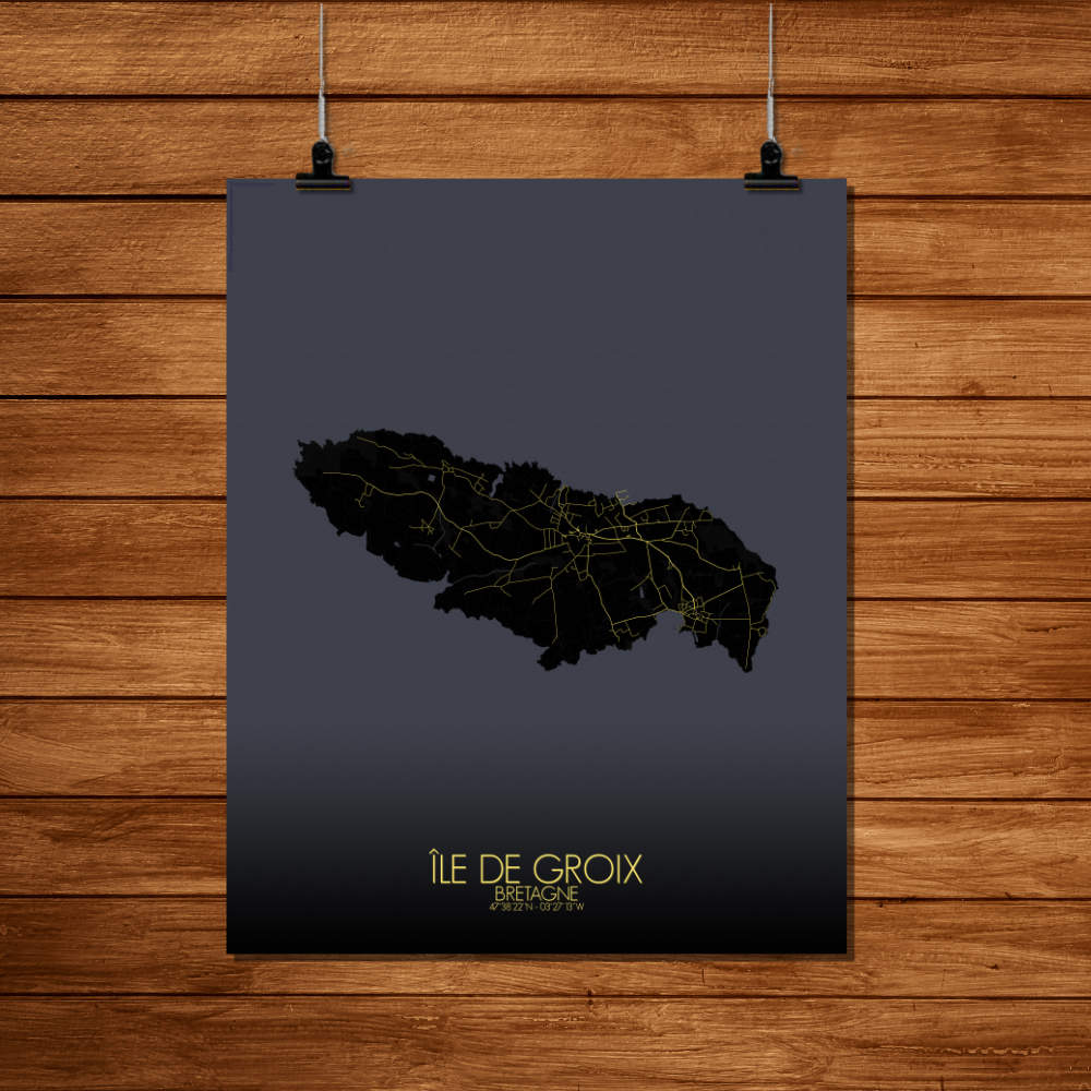 Mapospheres Groix Night Design full page design poster city map