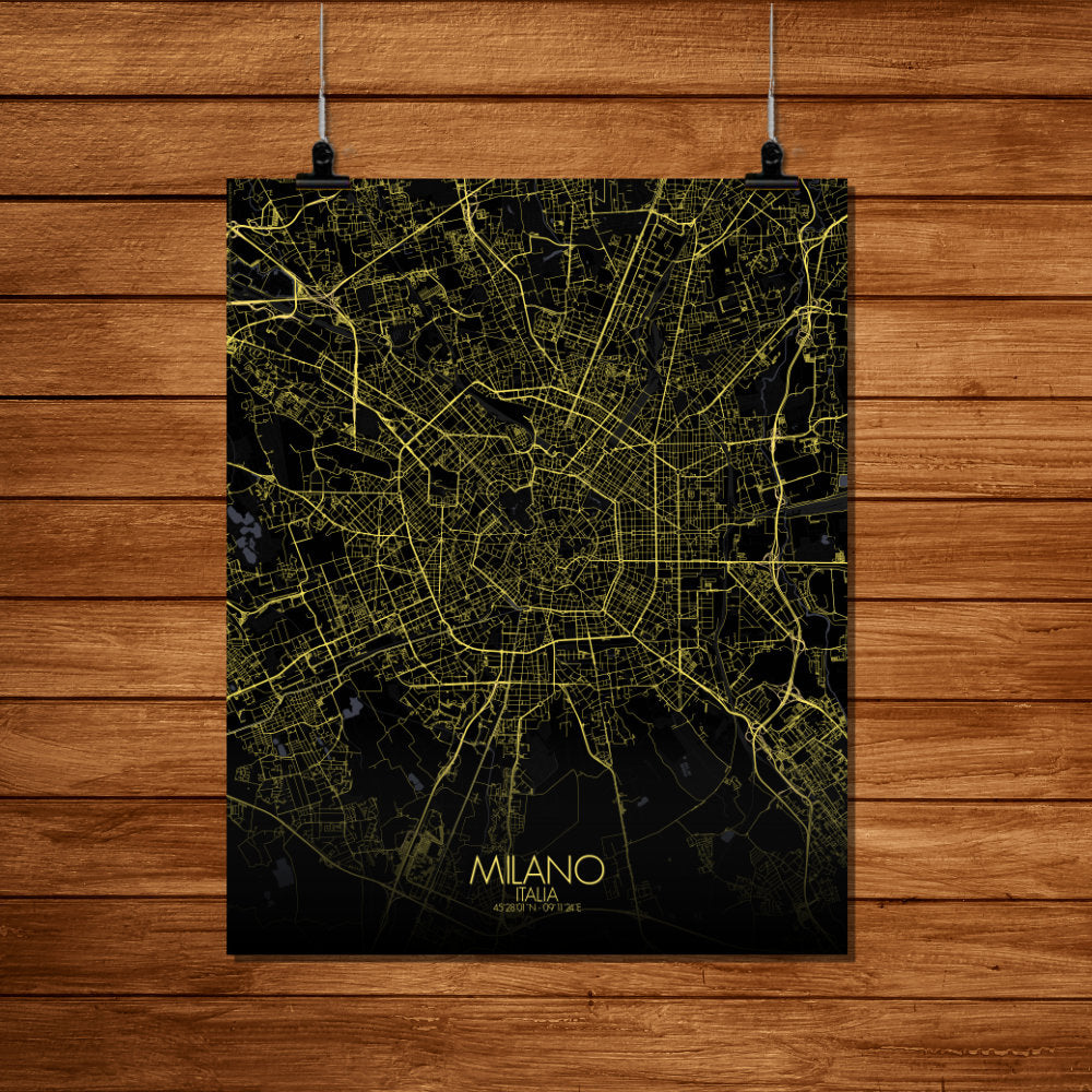Mapospheres Milan Night Design full page design poster city map