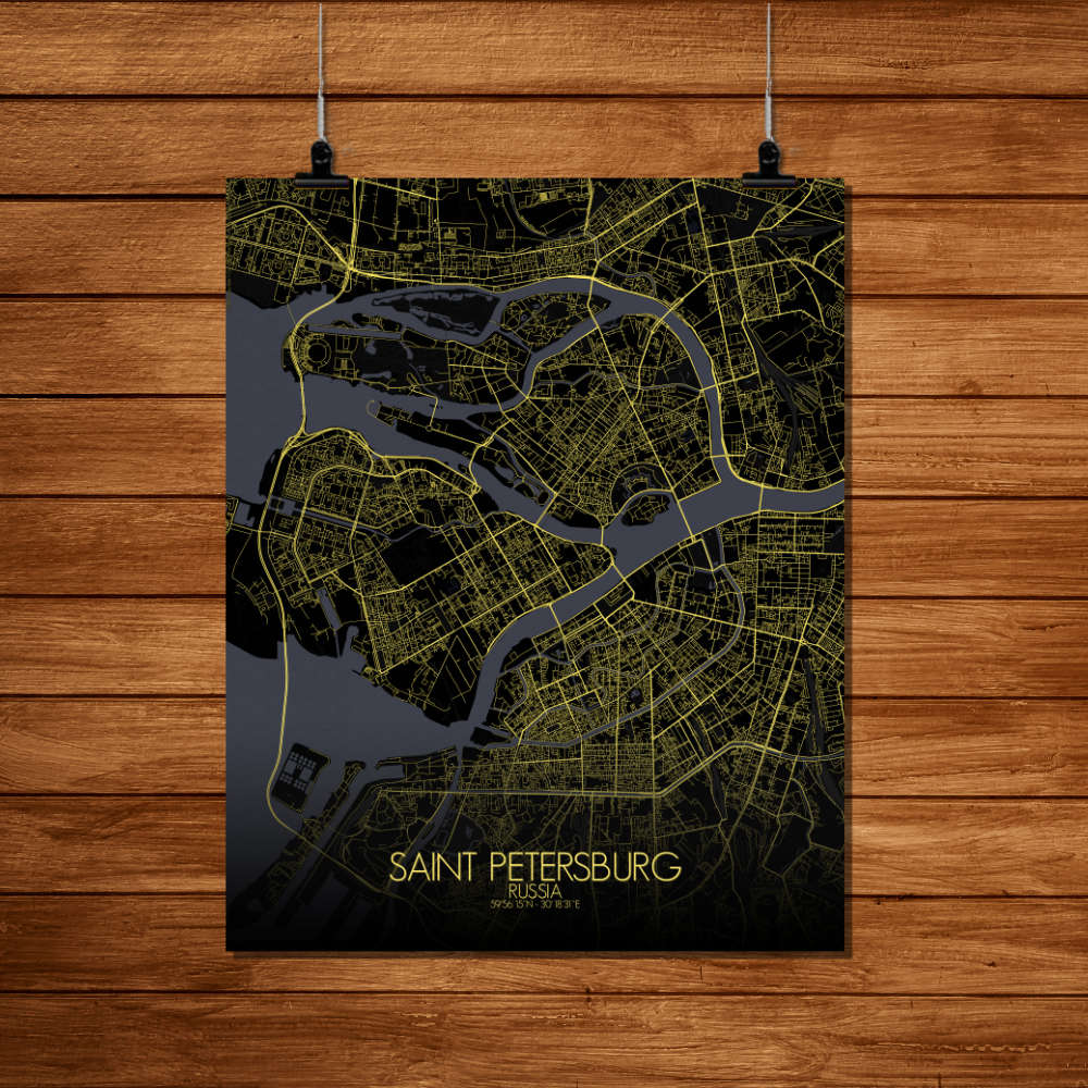 Mapospheres Saint Petersburg Night Design full page design poster city map