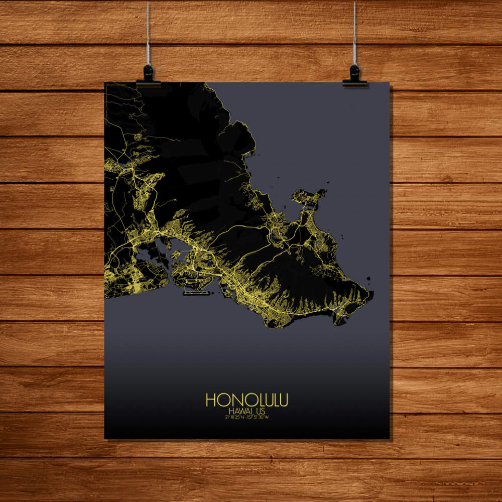 Mapospheres Honolulu Night Design full page design poster city map