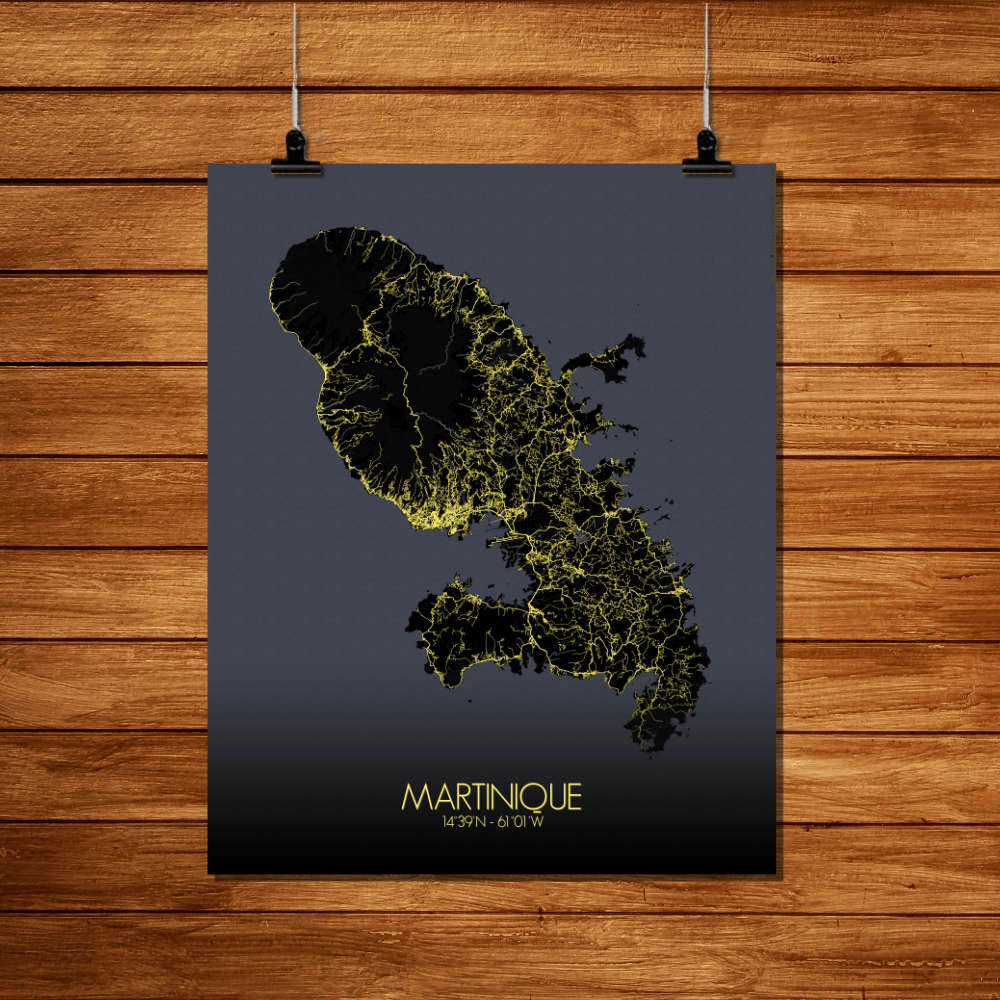 Mapospheres Martinique Night Design full page design poster city map