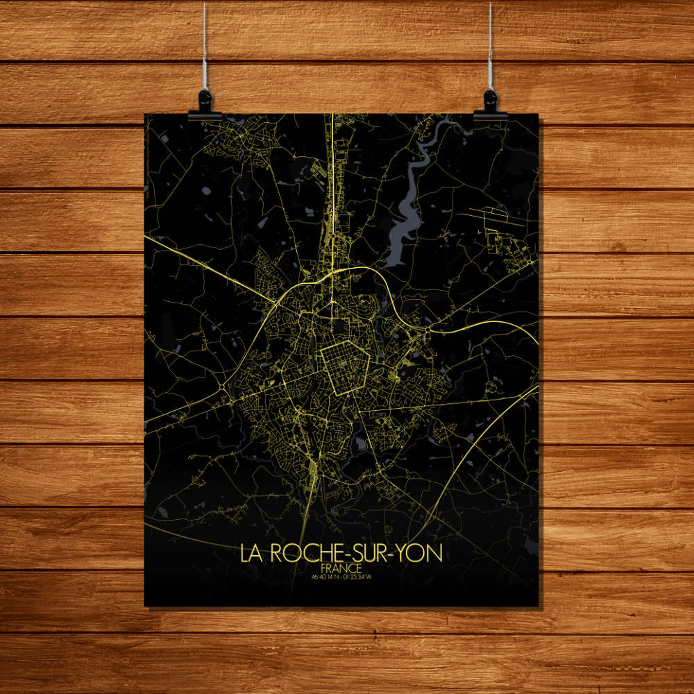 Mapospheres La Roche sur Yon Night Design full page design poster city map