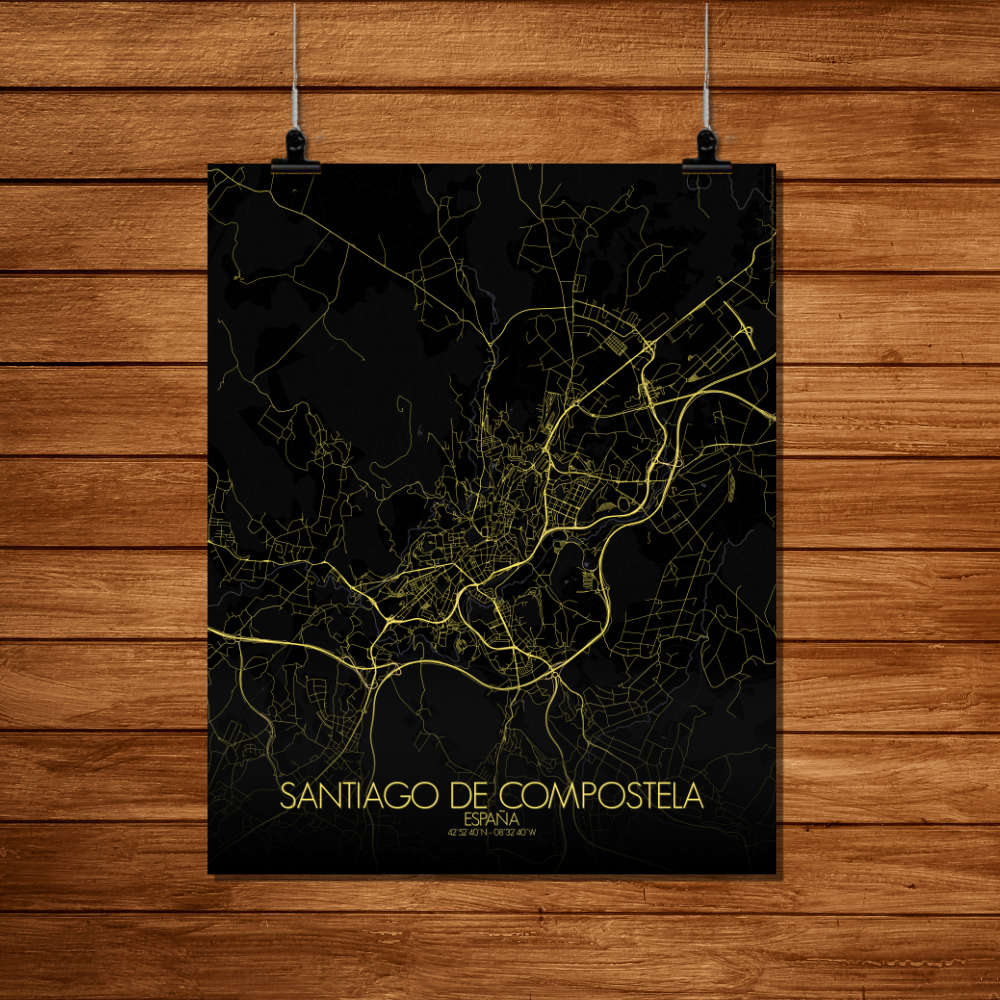 Mapospheres Santiago Night Design full page design poster affiche city map