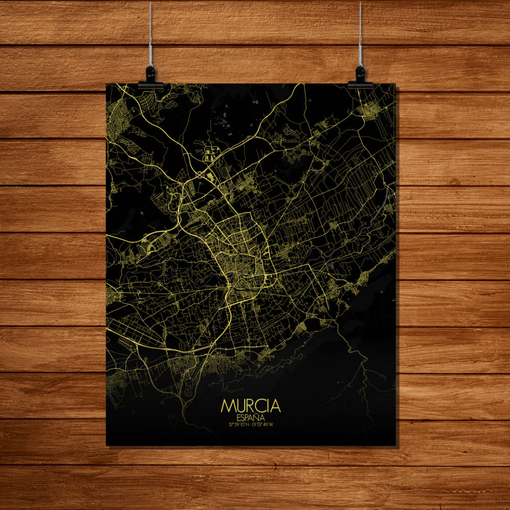 Mapospheres Murcia Night Design full page design poster affiche city map