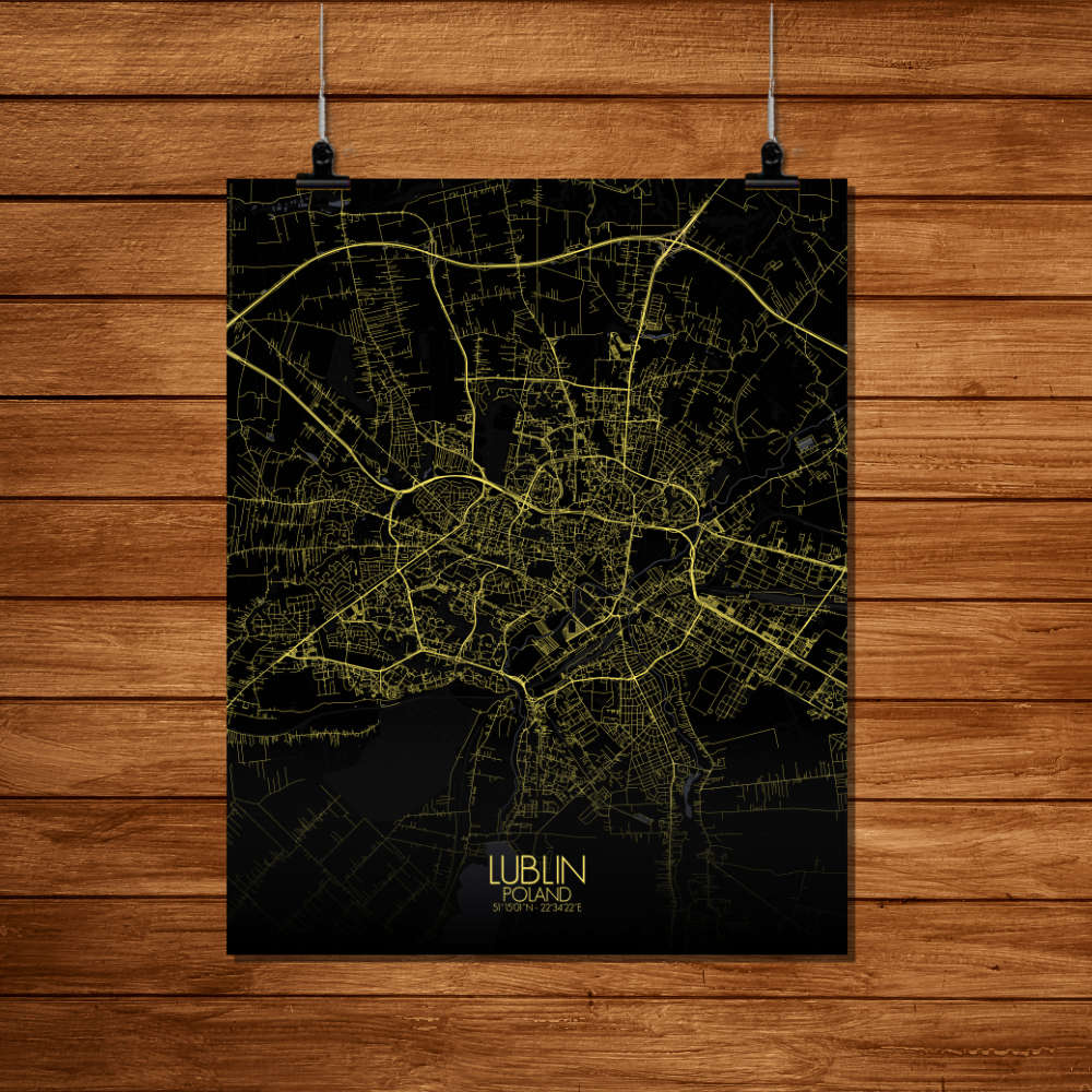 Mapospheres Lublin Night Design full page design poster city map