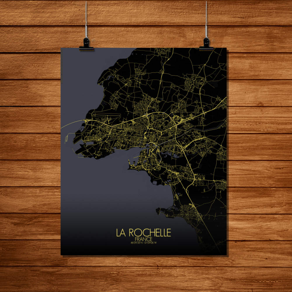 Mapospheres La Rochelle Night Design full page design poster city map