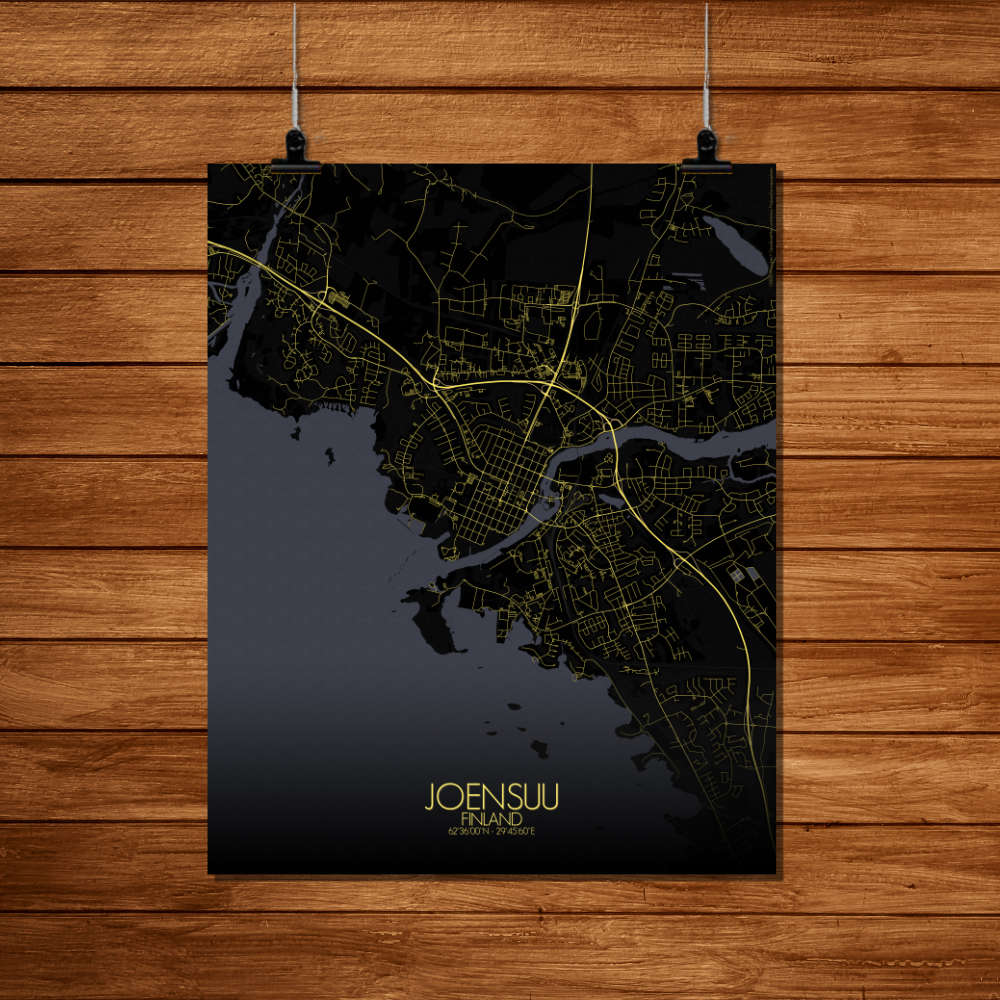 Mapospheres Joensuu Night Design full page design poster city map