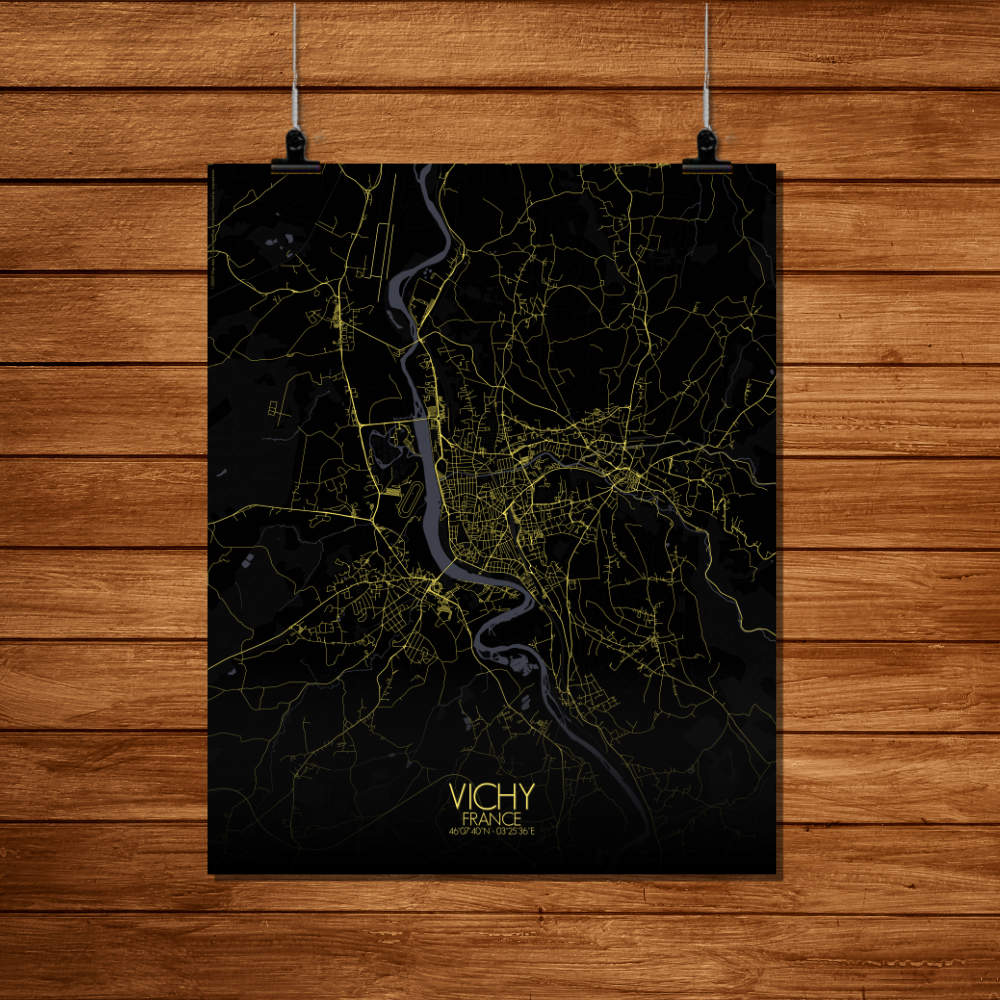 Mapospheres Vichy Night Design full page design poster city map