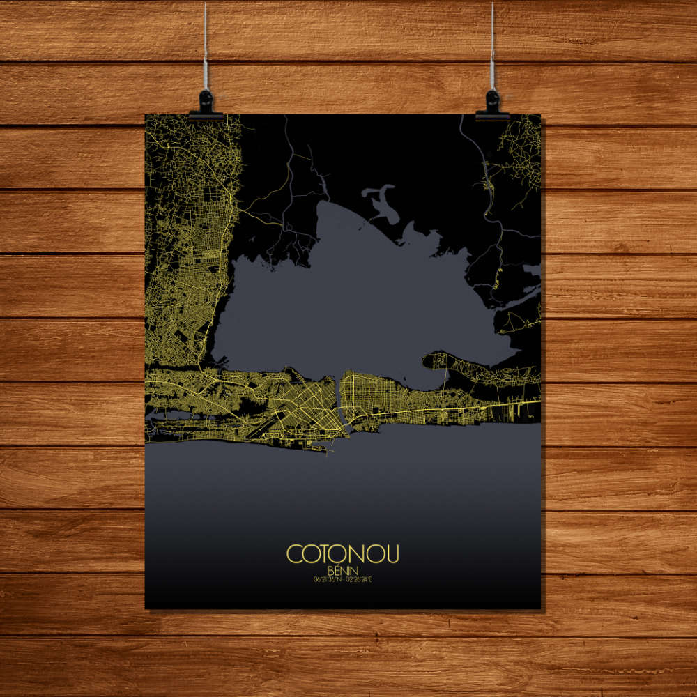 Mapospheres Cotonou Night Design full page design poster city map