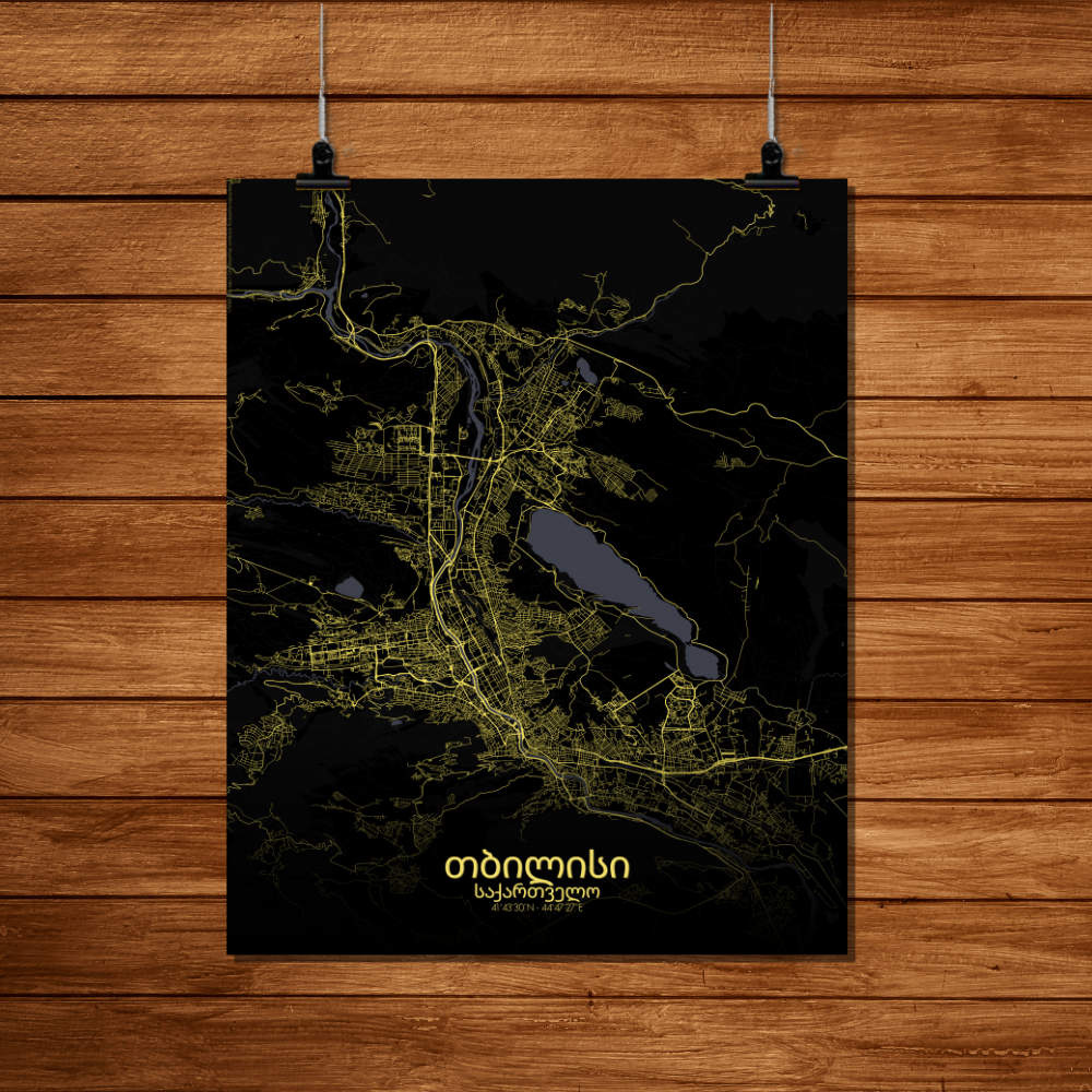 Mapospheres Tbilisi Night Design full page design poster affiche city map