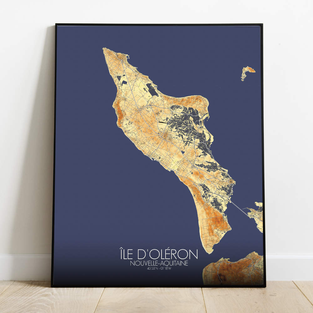 Mapospheres oleron Elevation Map full page design poster city map