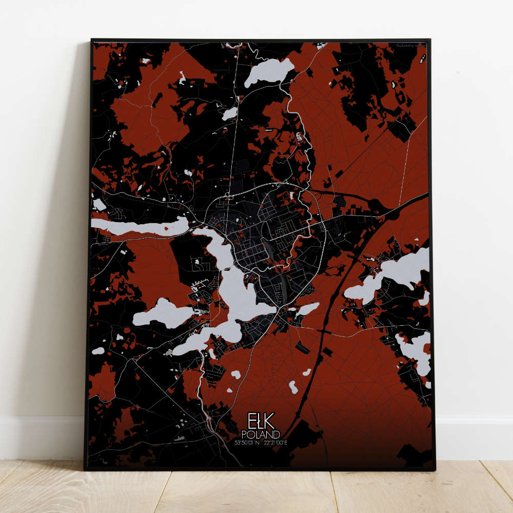 Mapospheres Elk Red dark full page design poster city map