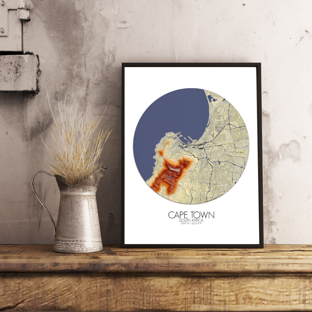 Mapospheres Cape Town Elevation map round shape design poster city map