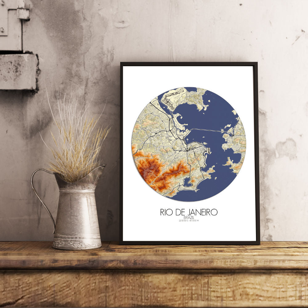 Mapospheres Rio de Janeiro Elevation map round shape design poster city map