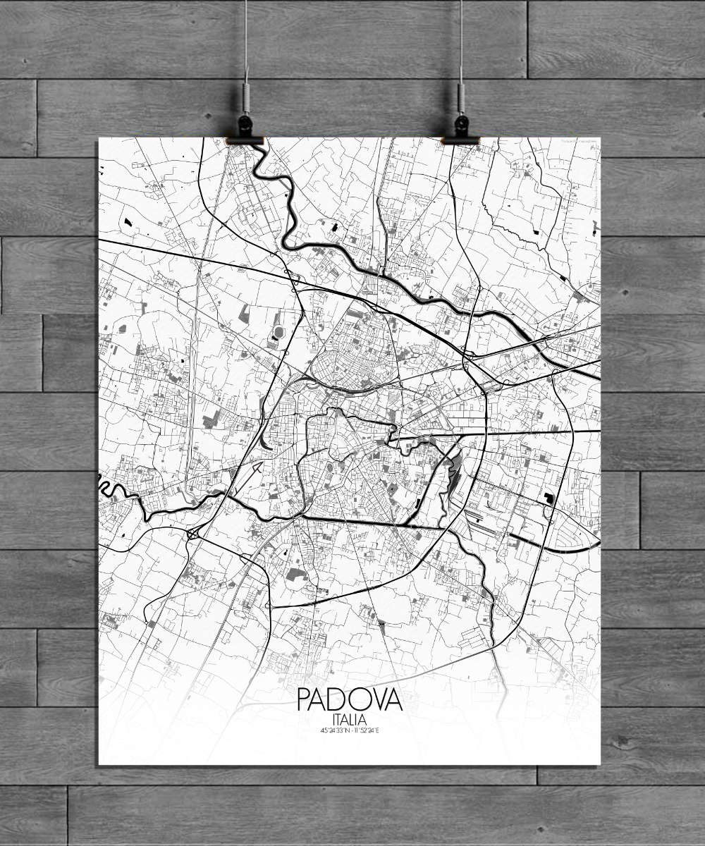 Mapospheres Padua Black and White full page design poster city map