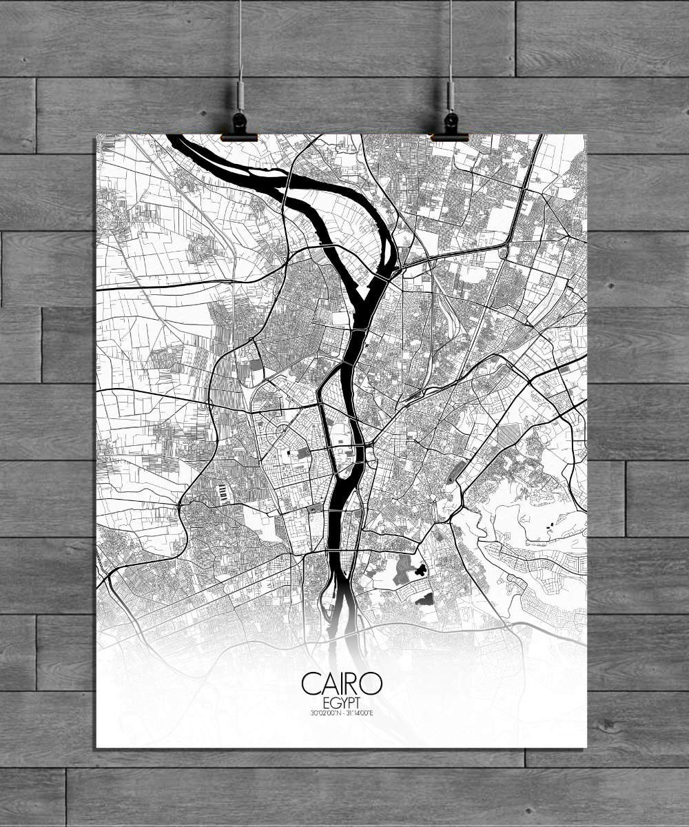 Mapospheres Cairo Black and White full page design poster city map