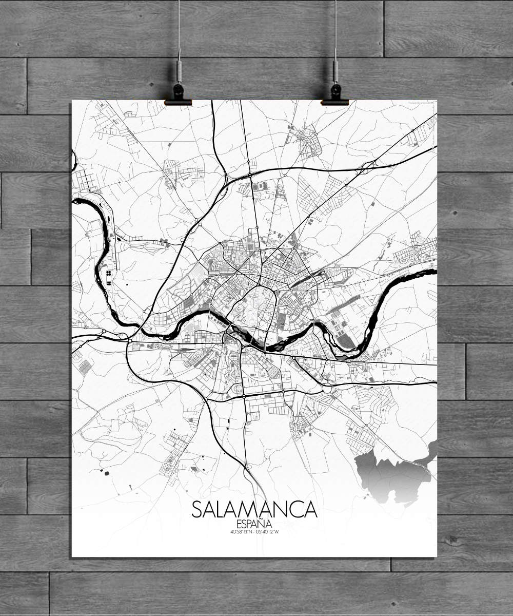 Mapospheres Salamanca Black and White full page design poster city map
