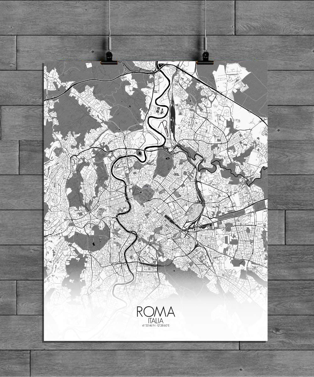 Mapospheres Rome Black and White full page design poster affiche city map
