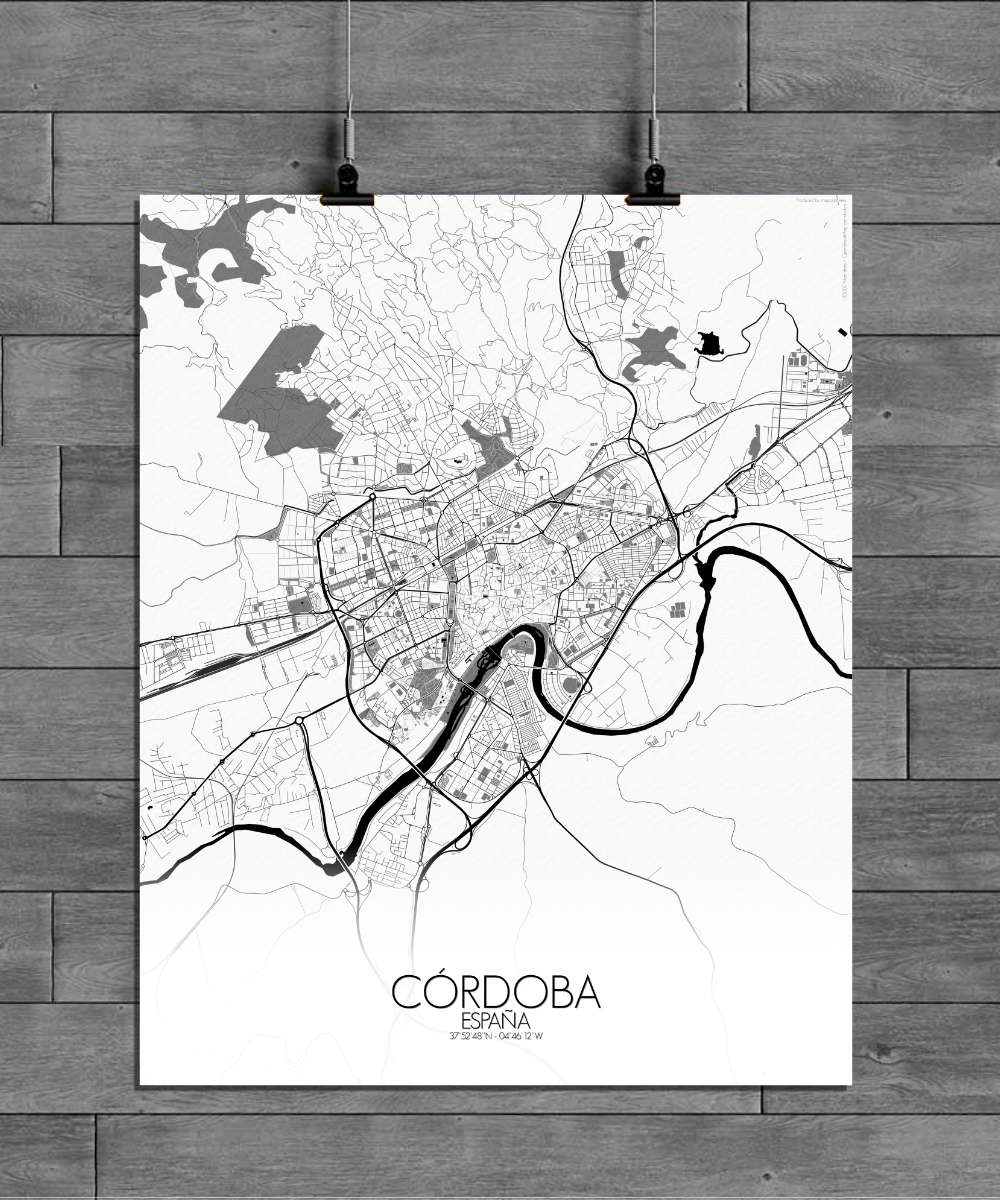 Mapospheres Cordoba Black and White full page design poster affiche city map