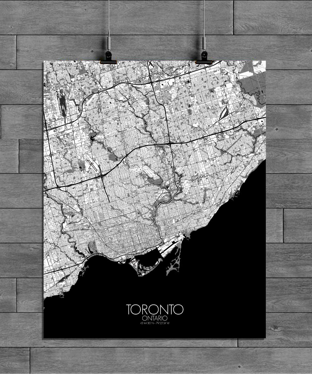 Mapospheres Toronto Black and White full page design poster city map