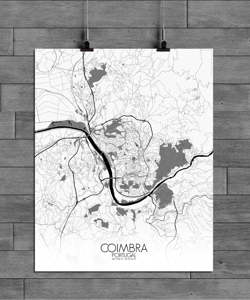 Mapospheres Coimbra Black and White full page design poster city map
