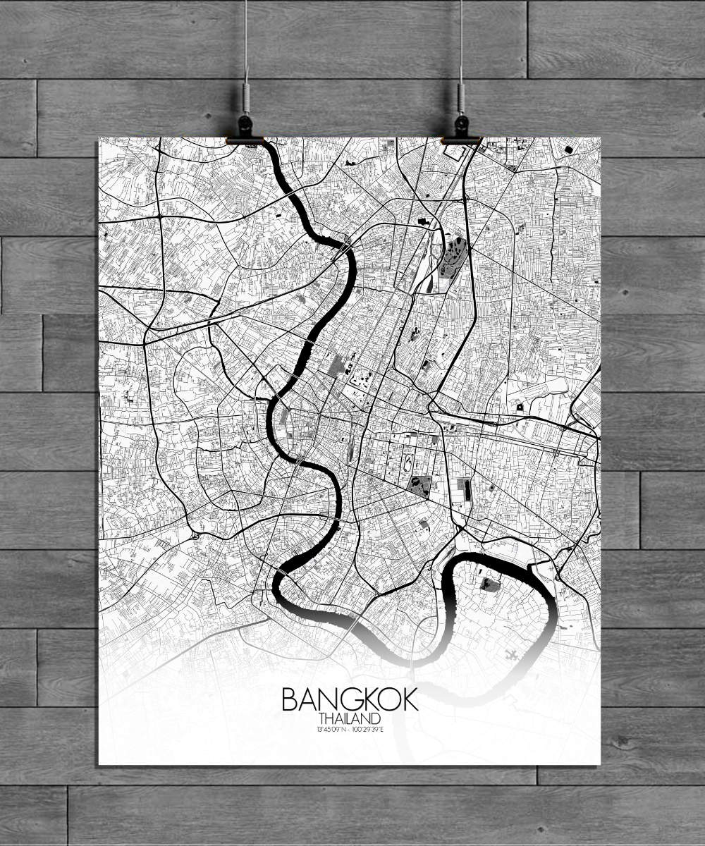 Mapospheres Bangkok Black and White full page design poster city map