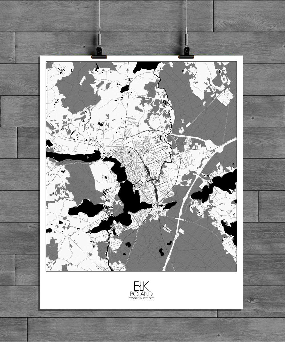 Mapospheres Elk Black and White full page design poster city map