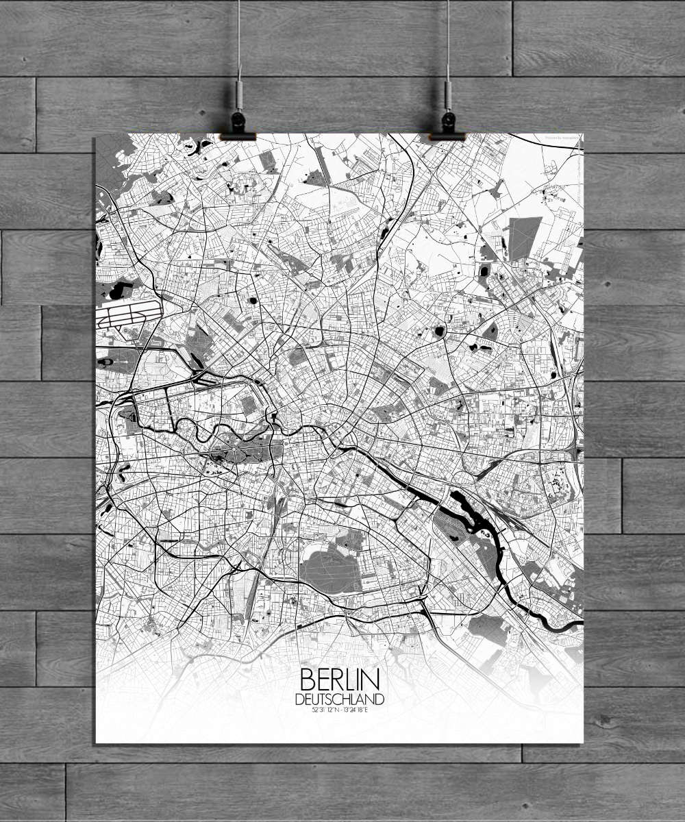Mapospheres Berlin Black and White full page design poster city map