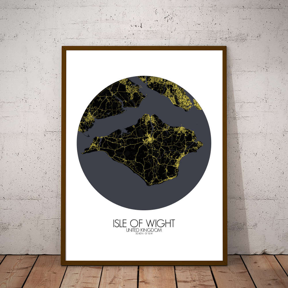 Mapospheres Isle of Wight Night round shape design poster affiche city map