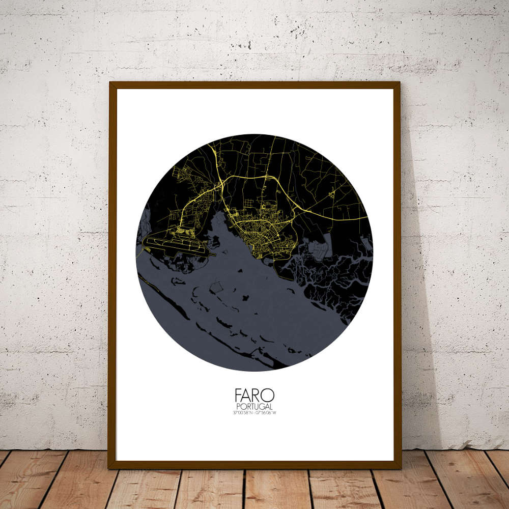Mapospheres Faro Night round shape design poster city map