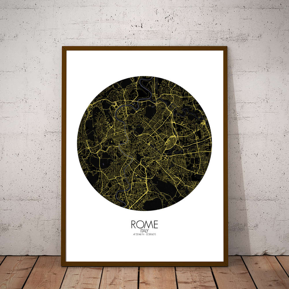 Mapospheres Rome Night round shape design poster affiche city map