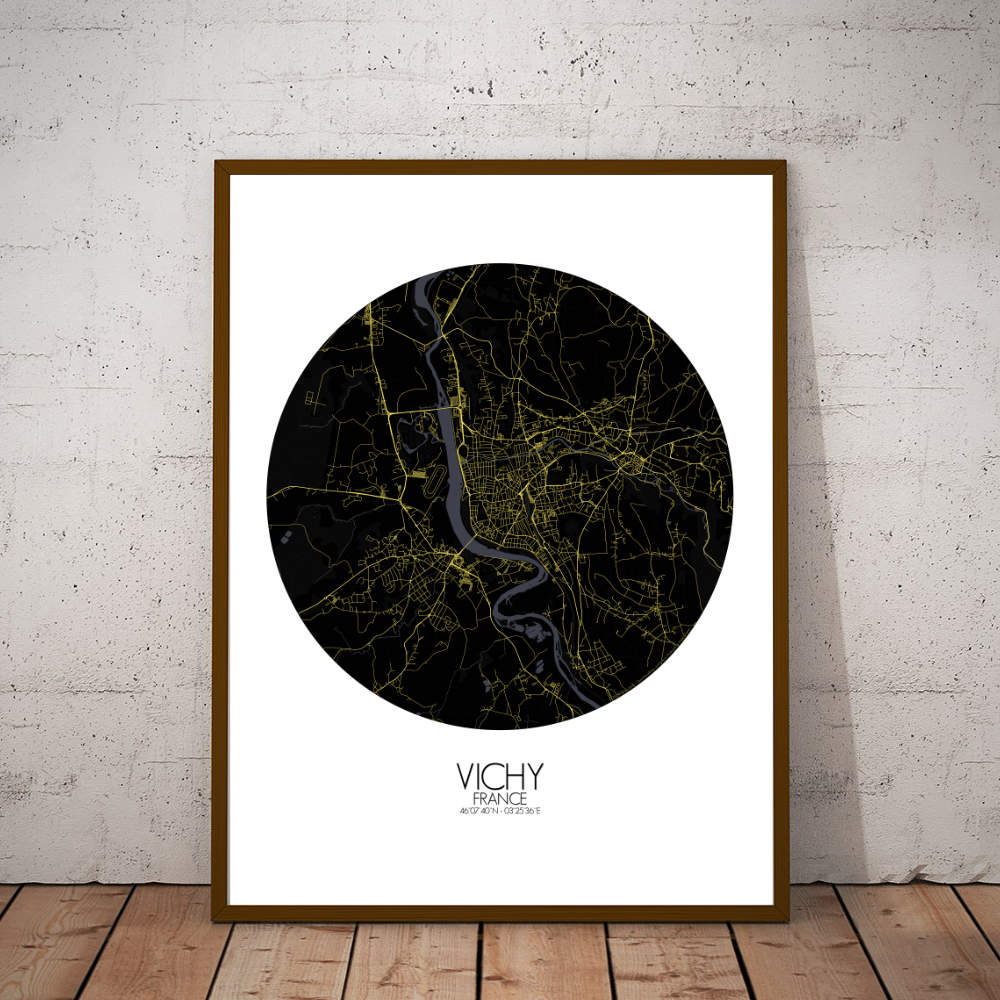 Mapospheres Vichy Night round shape design poster city map