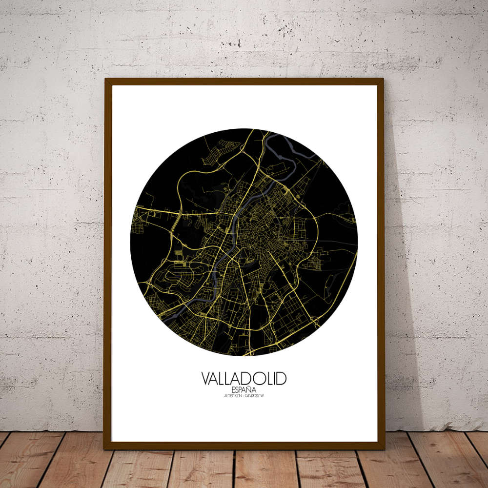 Mapospheres Valladolid Night round shape design poster affiche city map