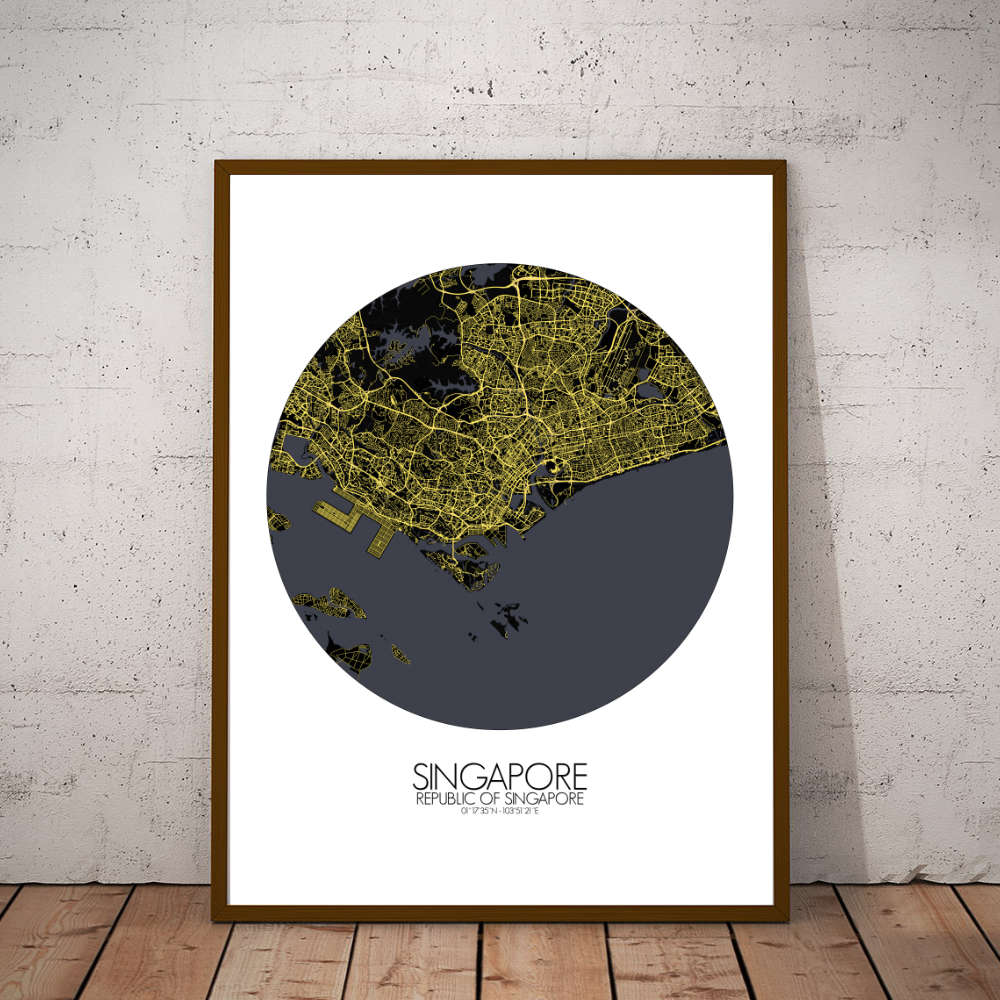 Mapospheres Siingapore Night round shape design poster city map