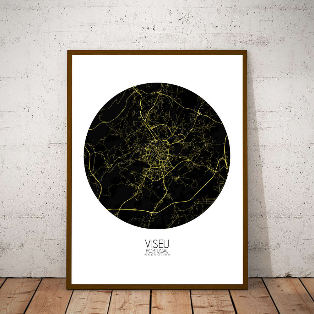 Mapospheres Viseu Night round shape design poster city map