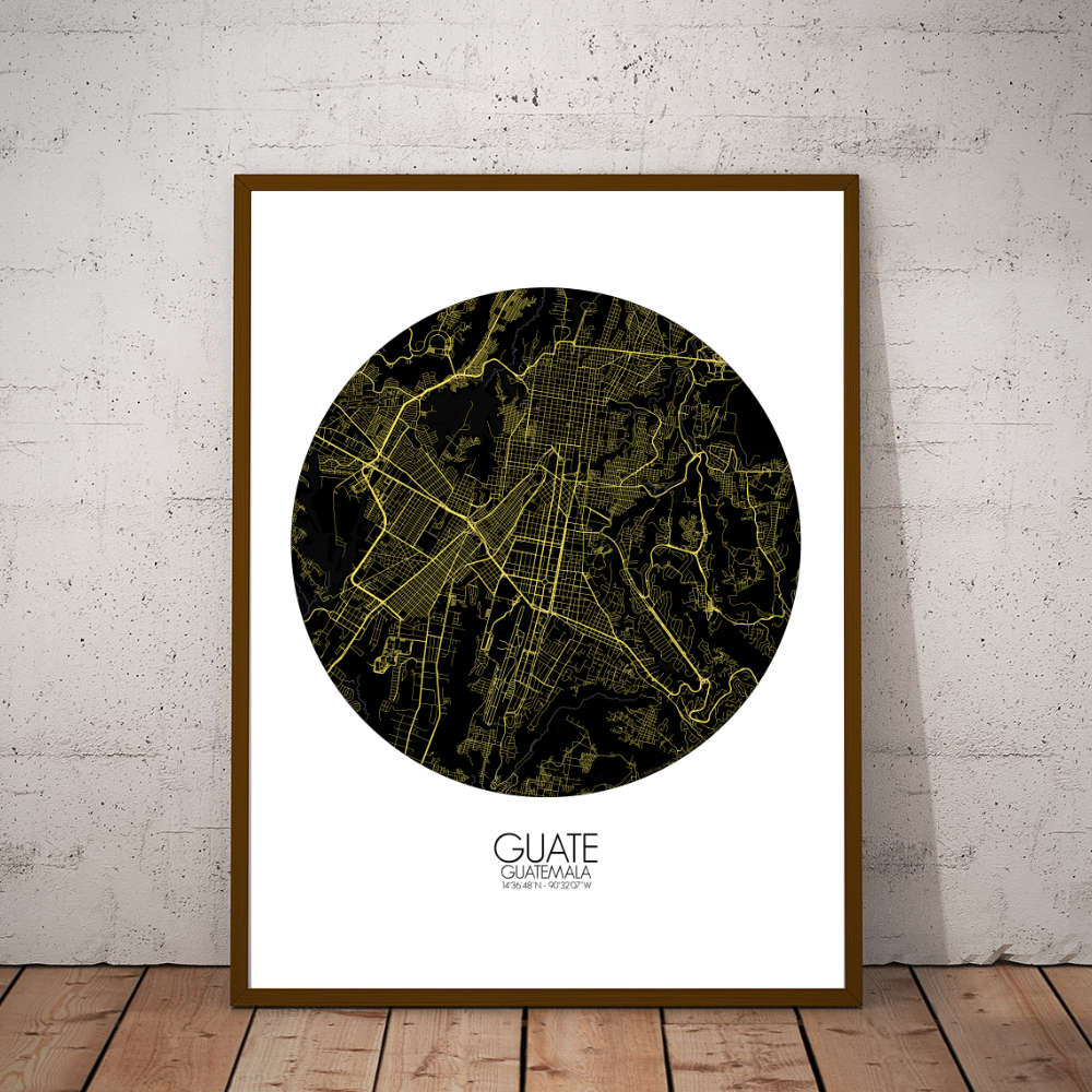 Mapospheres Guatemala Night round shape design poster city map
