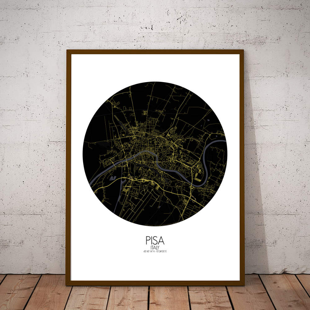 Mapospheres Pisa Night round shape design poster affiche city map