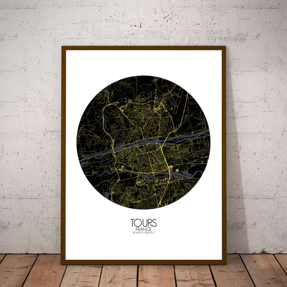 Mapospheres Tours Night round shape design poster city map
