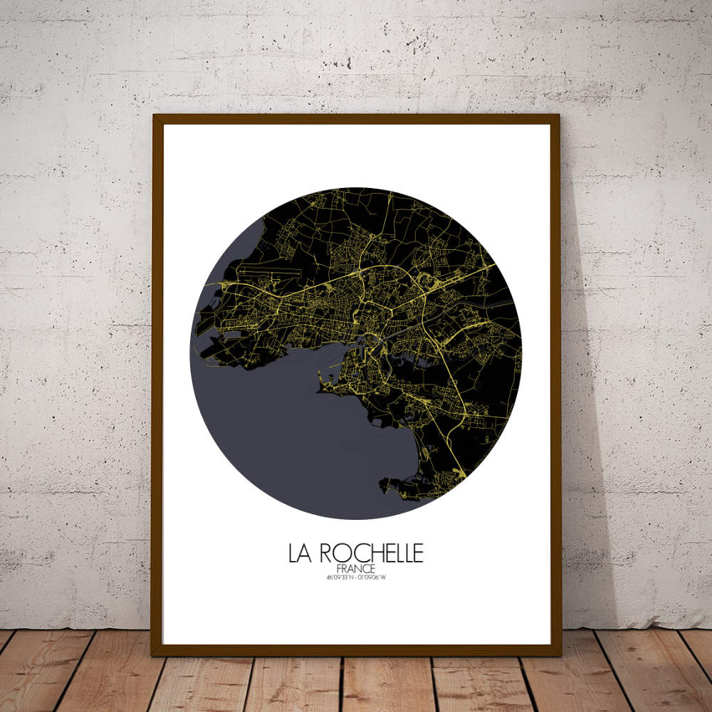 Mapospheres La Rochelle Night round shape design poster city map