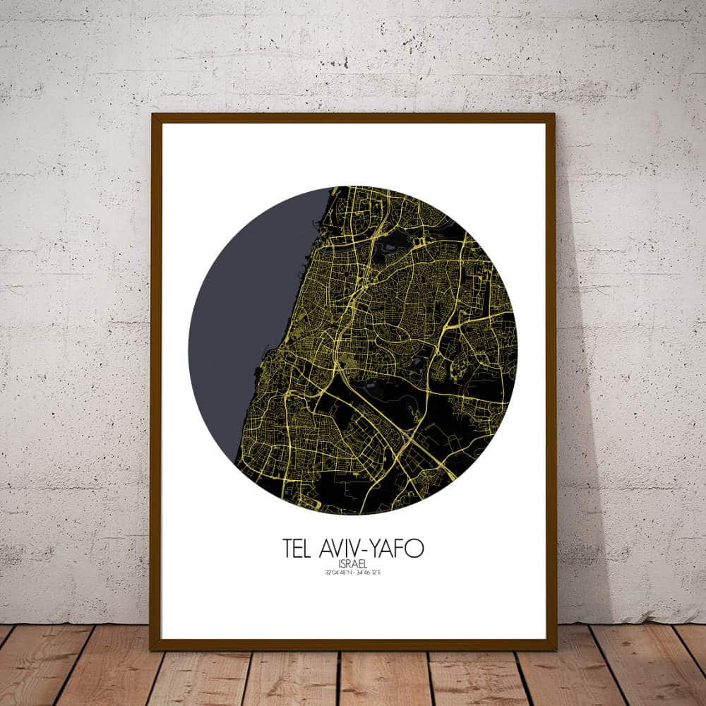 Mapospheres Tel Aviv Yafo Night round shape design poster city map