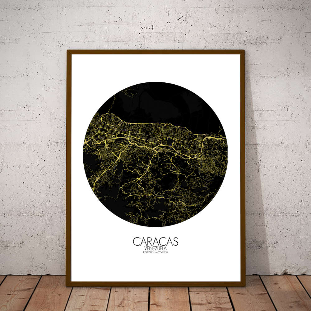 Mapospheres Caracas Night round shape design poster city map