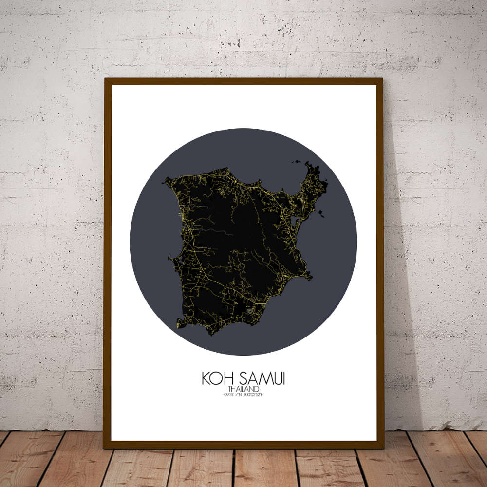 Mapospheres Koh Samui Night round shape design poster city map
