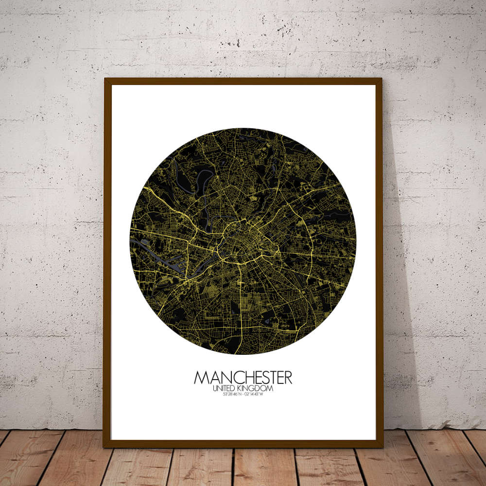 Mapospheres Manchester Night round shape design poster city map