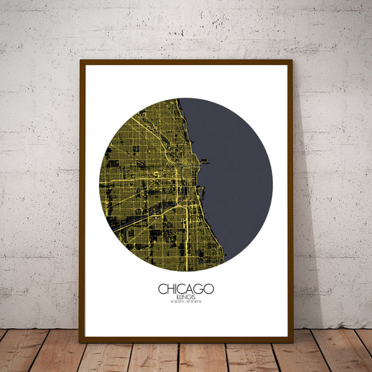 Mapospheres Chicago Night round shape design canvas city map